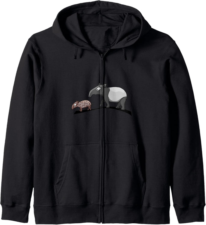 Tapir Familie Mutter und Baby Schabracken-Tapir Kapuzenjacke
