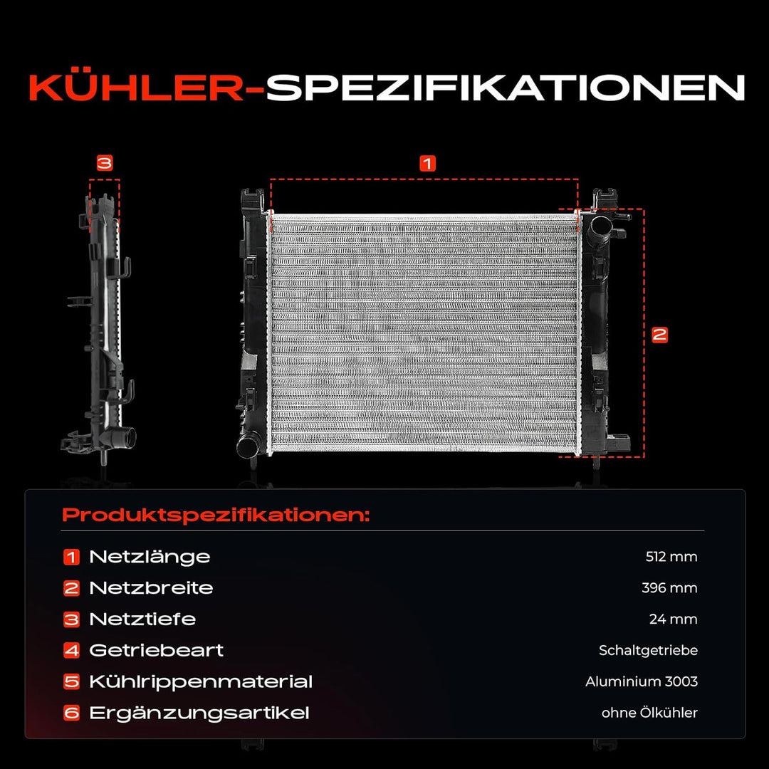 Frankberg Kühler Motorkühlung Wasserkühler Schaltgetriebe Kompatibel mit Clio IV BH 1.2L-1.6L 2012-H