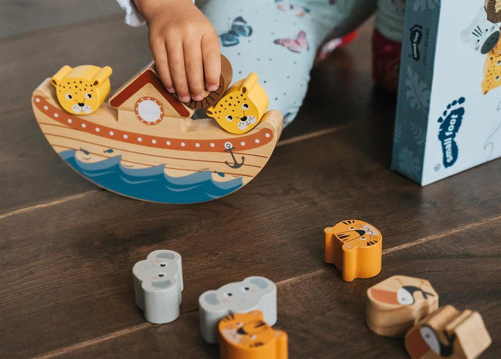 small foot Balancierspiel Arche "Safari" Motorikspiel für Kinder, aus Holz, inkl. Würfel, ab 3 Jahre