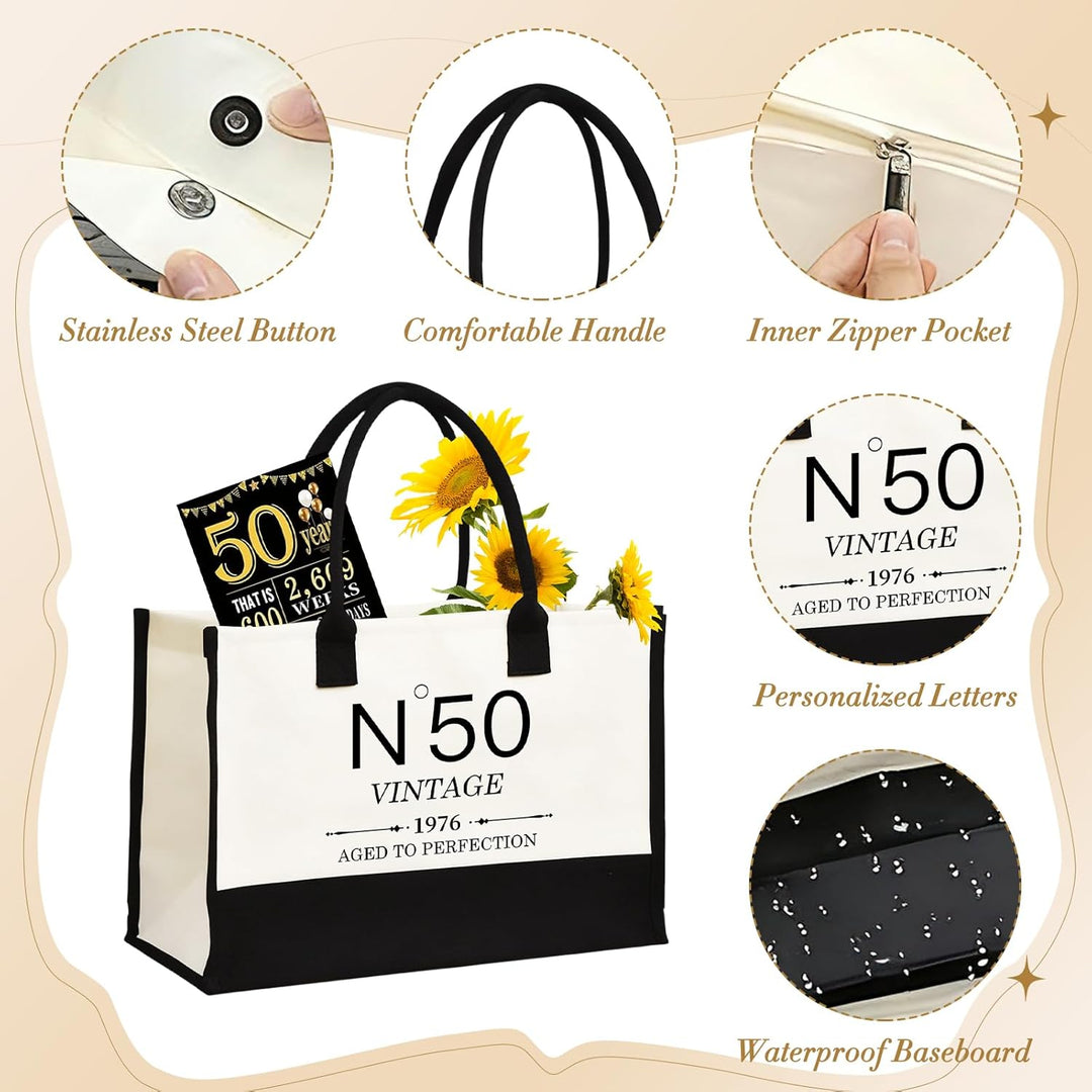 50.Geburtstagsgeschenke für Frauen Leinwand Tote Tasche Reiseausrüstung, 50 Jahre alte Geburtstagsge