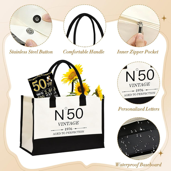 50.Geburtstagsgeschenke für Frauen Leinwand Tote Tasche Reiseausrüstung, 50 Jahre alte Geburtstagsge