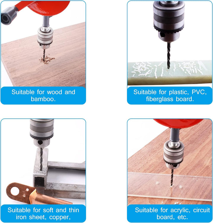 WiMas Handbohrmaschine Manueller Kurbelbohrer 3/8 Zoll (1.5mm-10mm) Doppelritzeln Handbohrer Spannfu