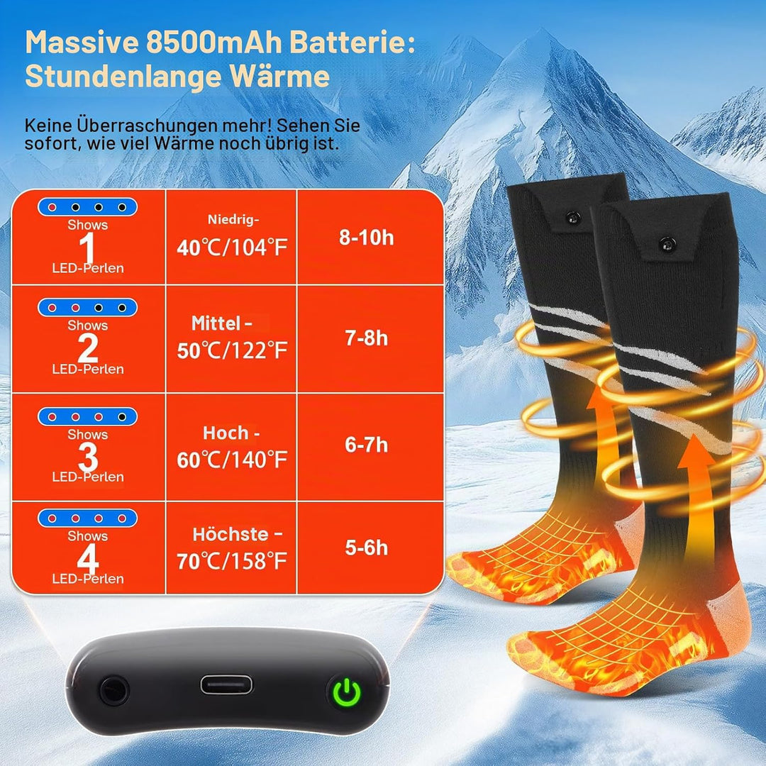 Beheizbare Socken mit APP Wiederaufladbare elektrische Beheizte Socken für Damen und Herren 4 Temper