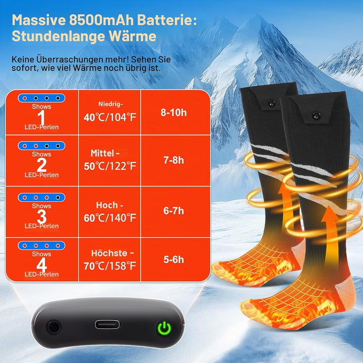 Beheizbare Socken mit APP Wiederaufladbare elektrische Beheizte Socken für Damen und Herren 4 Temper