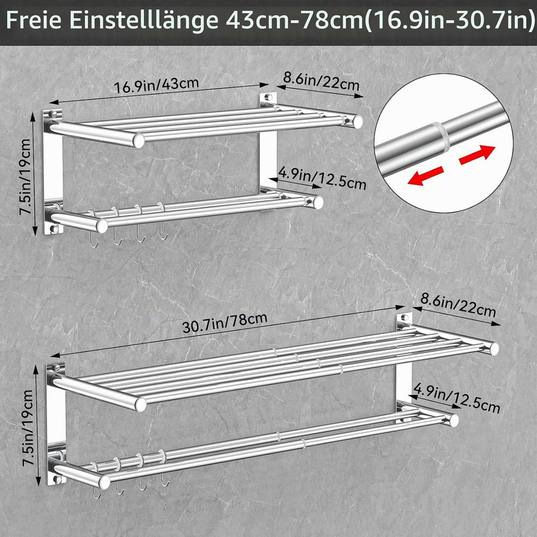 Dehnbare 17-30 Zoll Handtuchstange für Badezimmer Küche Handtuchhalter Geschirrtücher Aufhänger SUS3