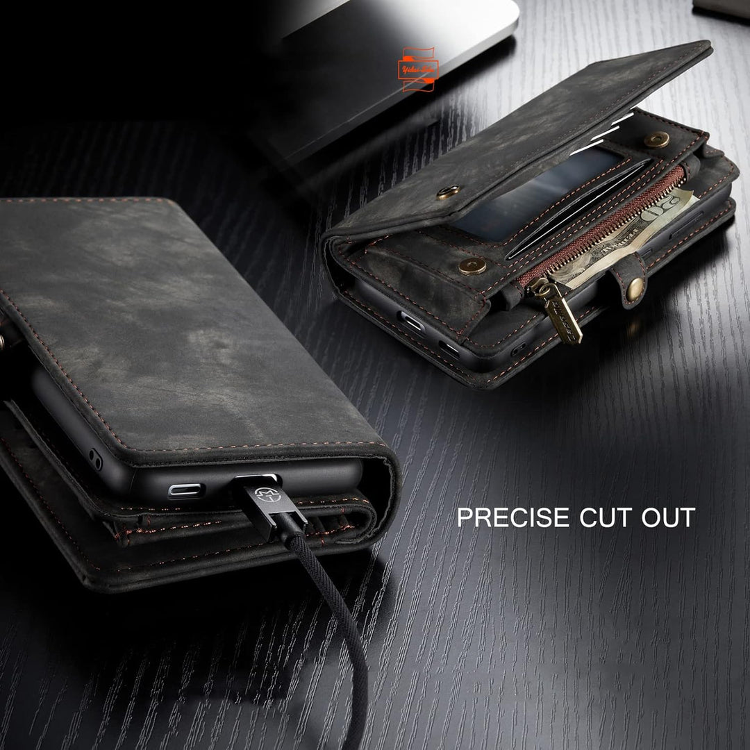 Yidai-Silu iPhone 14 Pro Max Handy Hülle 【Abnehmbar, Mutil-Funktion】 Wallet Case Magnet Tasche PU Le