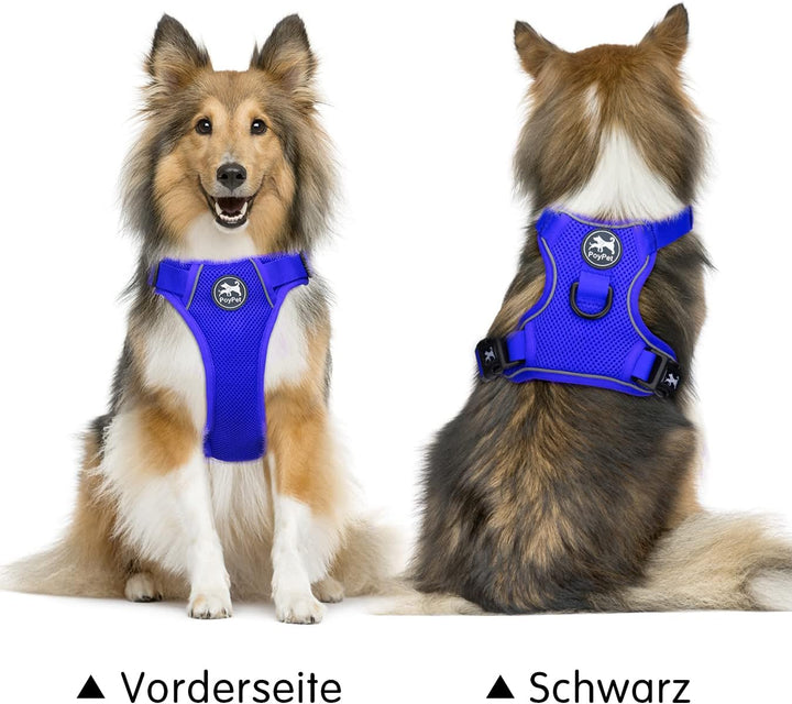 PoyPet Reflektierendes, weiches, atmungsaktives Hundegeschirr aus Mesh, erstickungsfreie, doppelt ge