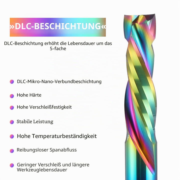EU_HOZLY DLC-Beschichtung, UP-Down-Schnitt, 2 Flöten, Spiralkarbid-Fräswerkzeug, CNC-Fräser, Kompres