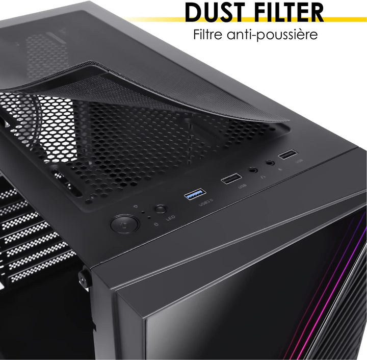 Empire Gaming – PC-Gehäuse Gamer Crystal – ARGB Mittelgrosser Tower ATX, Micro ATX und ITX – 3D-Spie