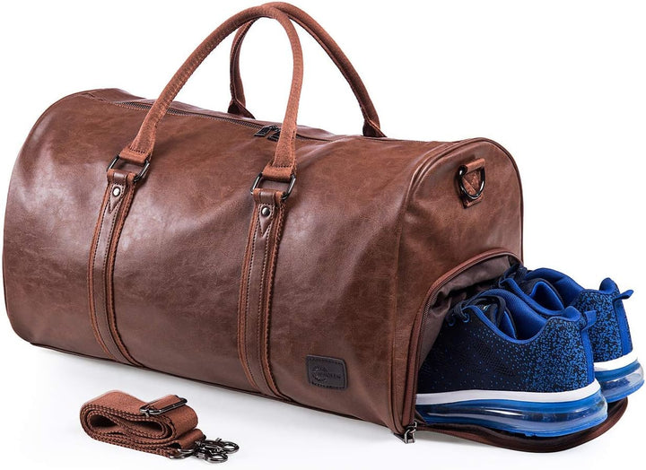 Tragbarer Kleidersack, Herrenkleidersack für Geschäftsreisen, grosse Lederreisetasche mit Schuhfach