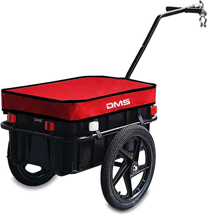 DMS® Fahrradanhänger, Lastenanhänger, Handwagen, mit Hochdeichsel, Transportbox mit 70 Liter Volumen