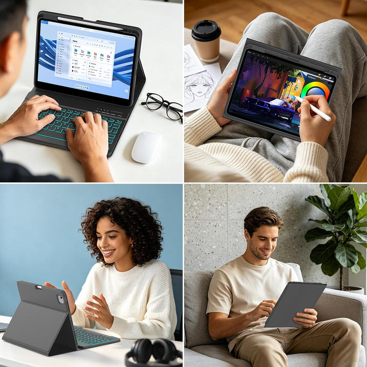 MMK Hülle mit Tastatur für iPad Air 11" M4 2026/M3 2025/M2 2024, QWERTZ | Hülle für iPad Air 5/4,Pro