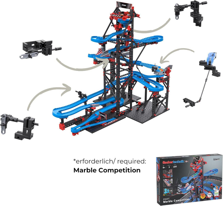 fischertechnik Marble Competition Battle 571898 – Murmelbahn-, Kugelbahn-Erweiterung, 3 Bahnelemente