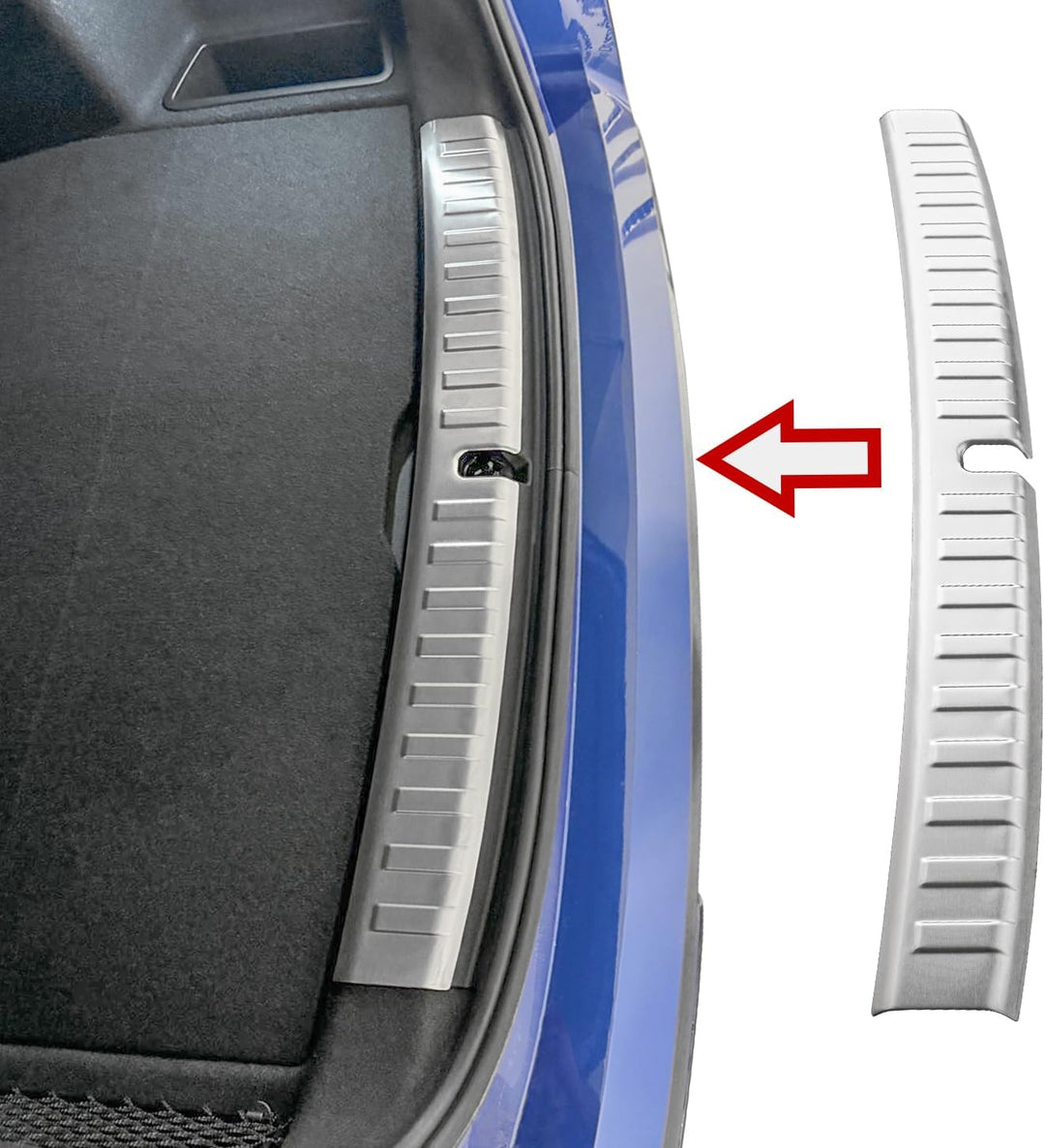 RECAMBO Ladekantenschutz Edelstahl kompatibel für BMW X1 iX1 | U11 | BJ ab 2022 - matt gebürstet mit