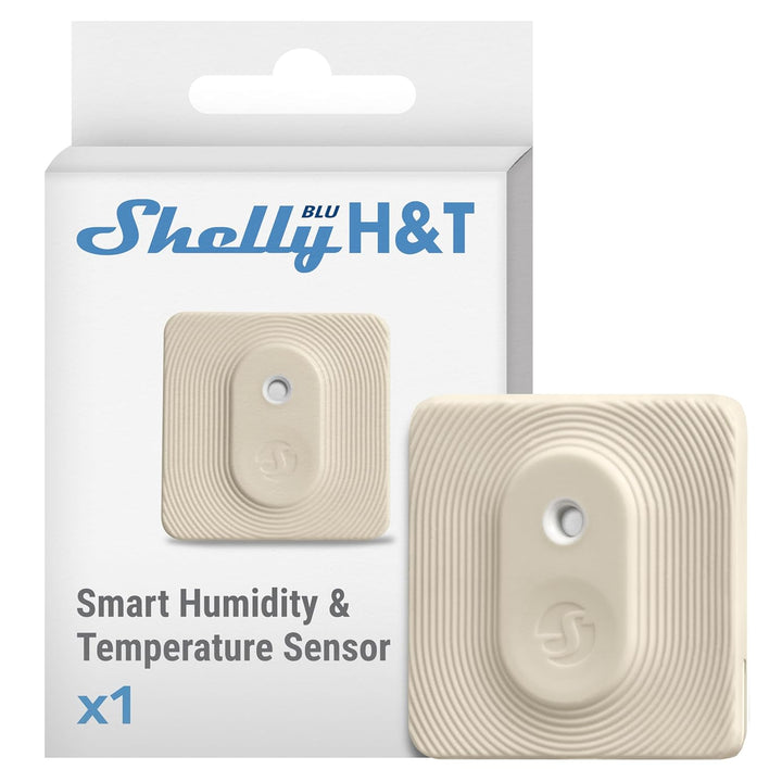 Shelly Blu H&T Ivory | Bluetooth-gesteuerter Temperatur- und Luftfeuchtigkeitssensor | Spritzwasserg