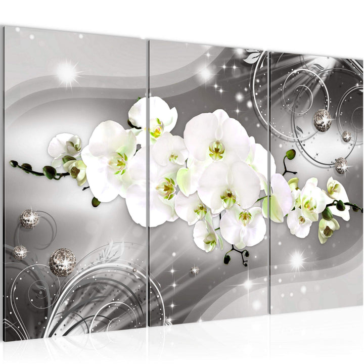 Runa Art Wandbilder Blumen Orchidee Bild XXL Wohnzimmer Schlafzimmer Grau Abstrakt 120 x 80 cm 3 Tei
