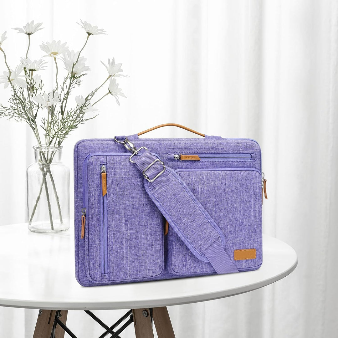 MOSISO 360 Laptoptasche, Wasserdicht Laptop Schultertasche, Stossfest Umhängetasche mit 4 Reissversc