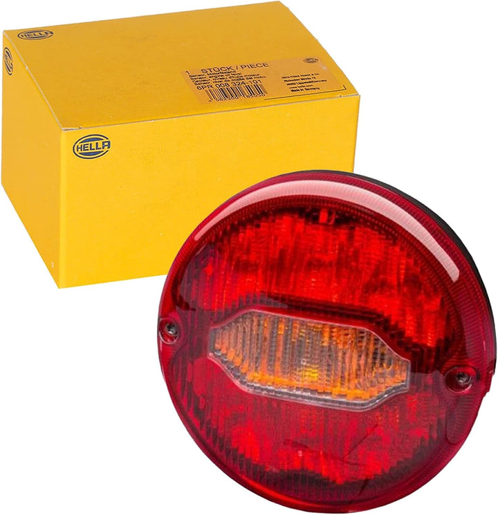 HELLA - Heckleuchte - Hybrid/LED - 24V - geschraubt - Lichtscheibenfarbe: rot/gelb - Kabel: 300mm -
