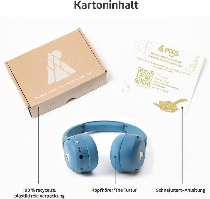 POGS Drahtloser Bluetooth Over-Ear Noise Cancelling-Kopfhörer | The Turtle | Faltbarer robuster Kopf