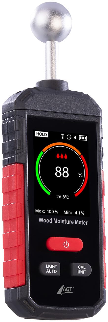 AGT Feuchtemesser: Akku-Feuchtigkeits-Messgerät, nichtinvasive Messung, Farb-LCD, 5-40 mm (Digitales