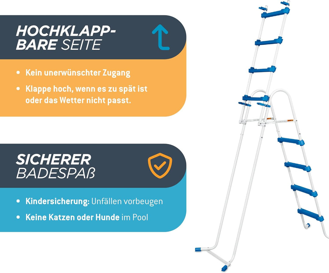 Summer Waves pulverbeschichterter Stahl Poolleiter für Pools bis 132cm - Robust & rutschfest - Einfa