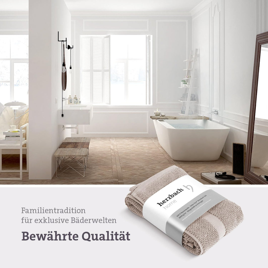 herzbach home Badvorleger 100% Baumwolle | Duschvorleger | 1.000 g/m² | Saugfähig | Waschbar (Sandgr