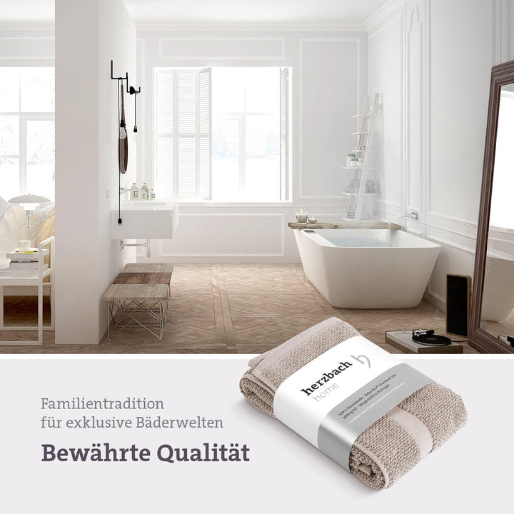 herzbach home Badvorleger 100% Baumwolle | Duschvorleger | 1.000 g/m² | Saugfähig | Waschbar (Sandgr