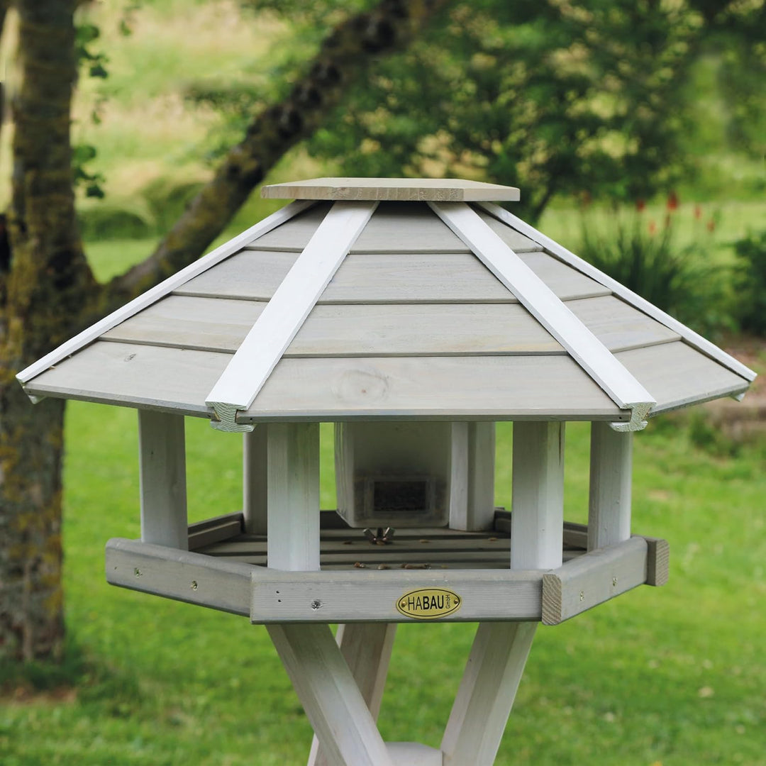 HABAU Vogelhaus "Ottawa" mit Silo und Ständer, grau-weiss