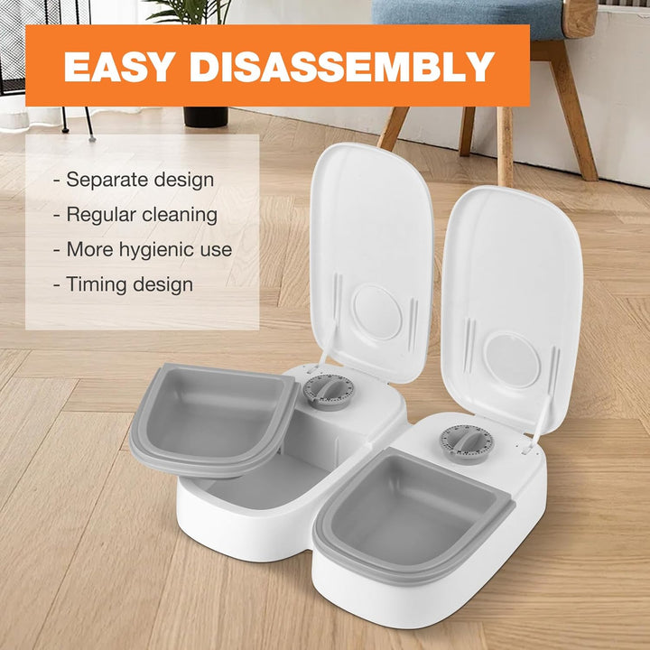 Futterautomat Katze, 700ML Automatischer Futterspender mit 48 Stunden Timer, rutschfeste Nassfuttera