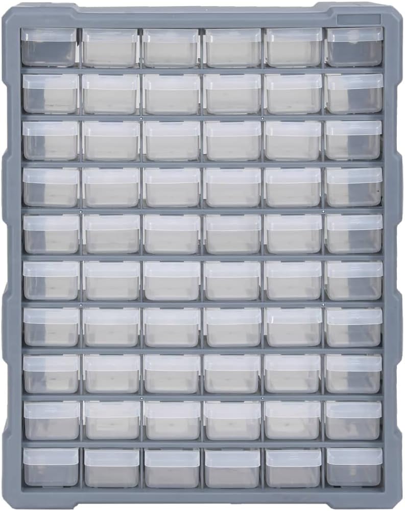 Multi-Schubladen-Organizer mit 60 Schubladen 38x16x47,5 cm Grau 60 Schubladen, Grau 60 Schubladen
