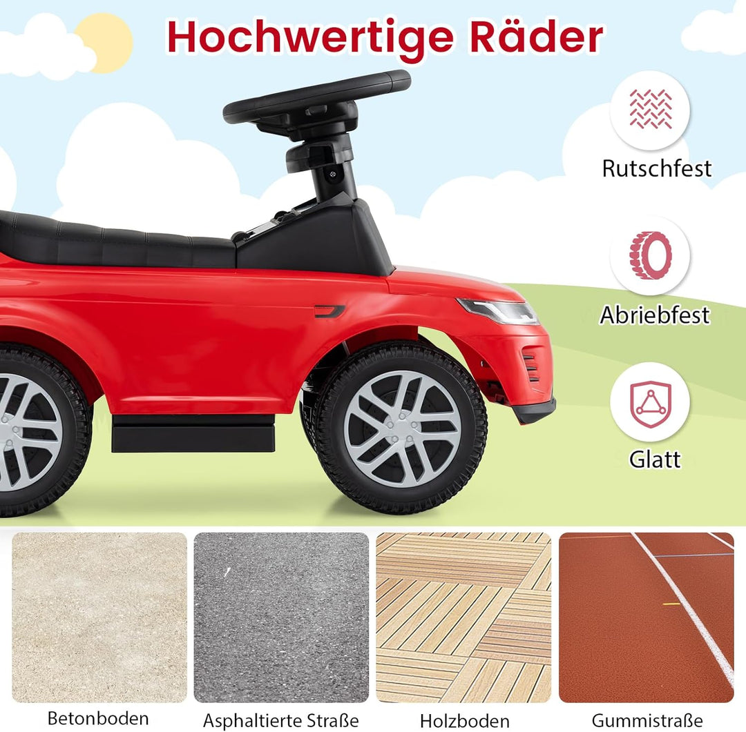DREAMADE 3 in 1 Kinder Rutschauto, Schiebeauto mit abnehmbare Schiebestange, Kinderfahrzeug mit einz