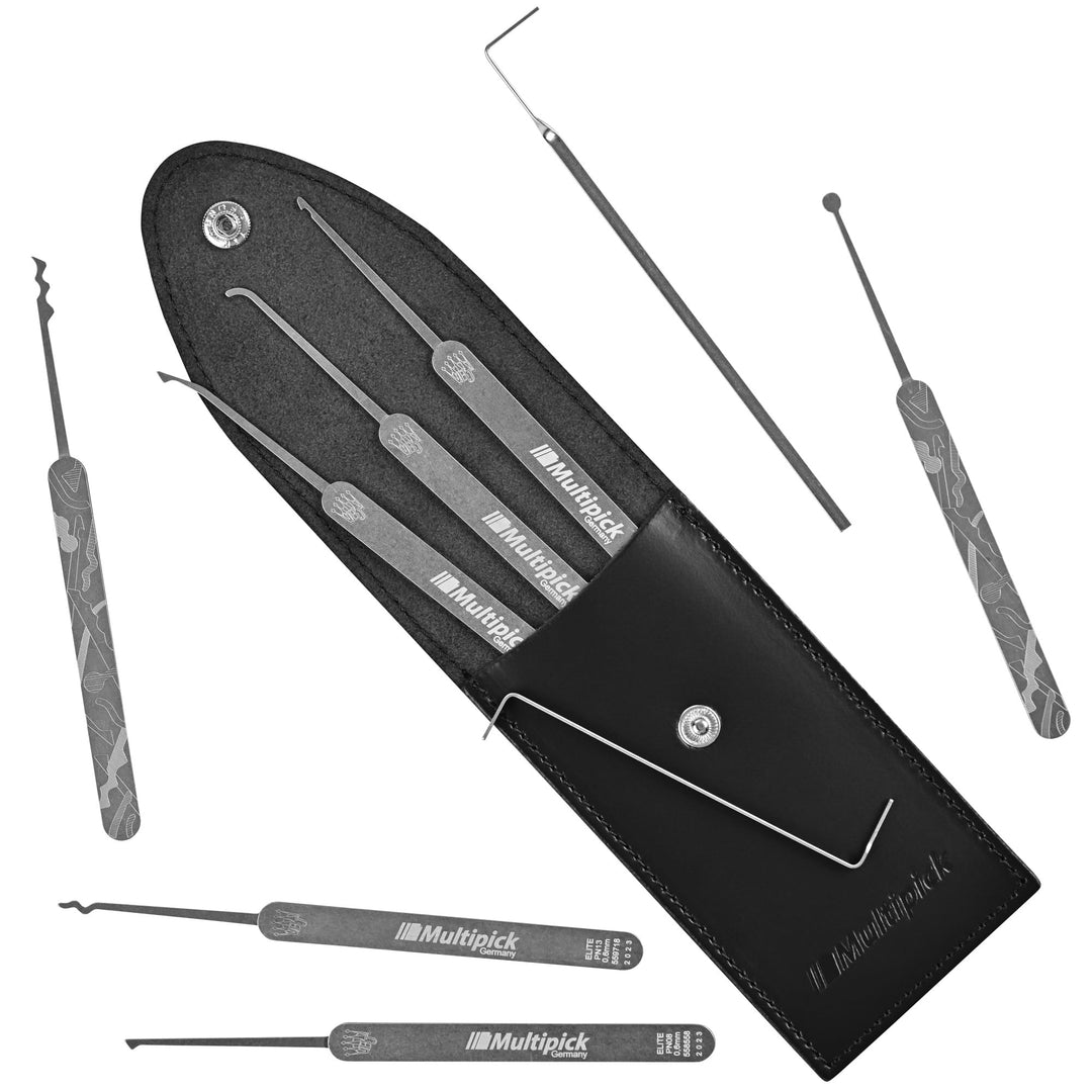 MULTIPICK ELITE 9 Profi Dietrich Set - [9 Teile | 0,6 mm] Made in Germany - Lockpick Tool, Schlösser