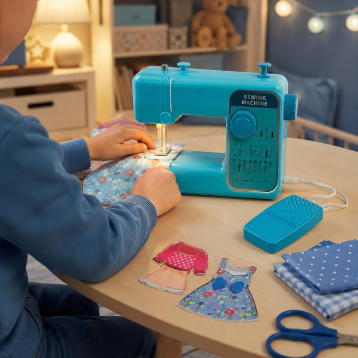 Kinderspielzeug Nähmaschine Mit Lichtpedal Und Geräuschen Rosa oder Blau Wählbar Simulierte Nadelbew