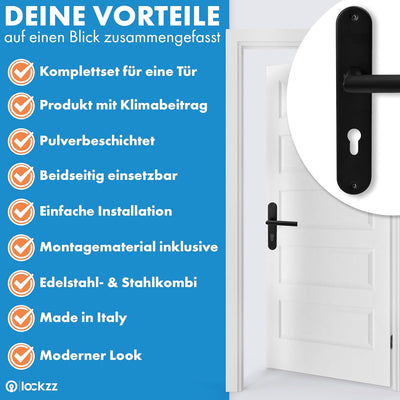 lockzz Türgriff Drückergarnitur Estenfeld, Edelstahl schwarz matt, Türbeschlag für Wohnungseingangst