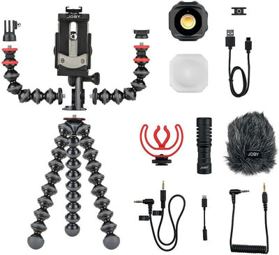 JOBY GorillaPod Mobile Vlogging Kit (Smartphone Rig, Micro Wavo Mobile, Mini LED Beamo) Flexibles St