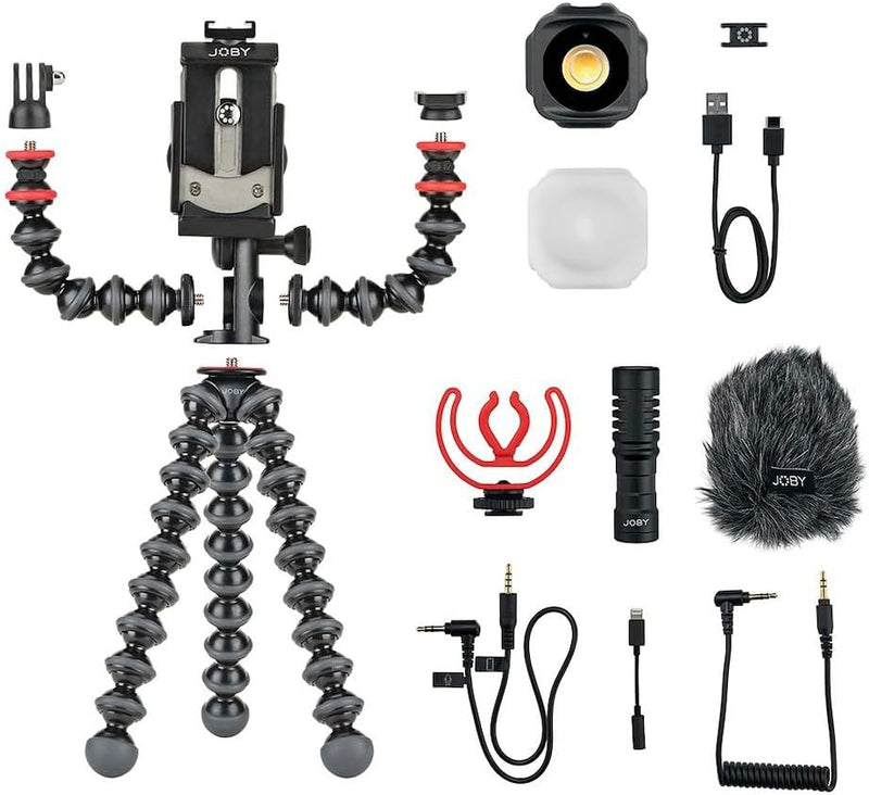 JOBY GorillaPod Mobile Vlogging Kit (Smartphone Rig, Micro Wavo Mobile, Mini LED Beamo) Flexibles St