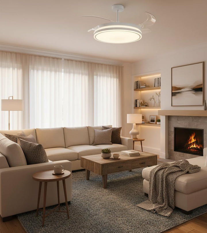 BEL AIR HOME ATENAS Deckenventilator, leiser DC-Motor, ausklappbare Flügel, LED-Licht, 36 W, 3 Tempe