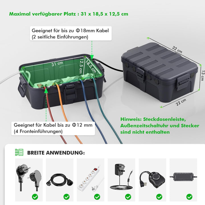 RESTMO extra grosse wasserdichte kabelbox, IP54 wasserdicht, Outdoor kabel safe box, wetterfeste Ele