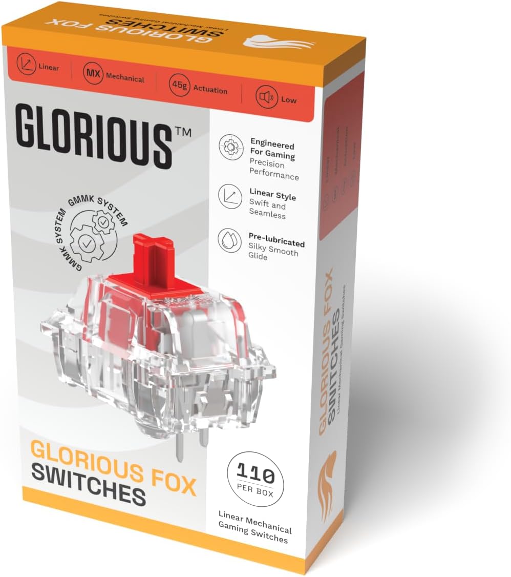 GLORIOUS Fox Lineare Schalter (110x) 3-Pin für Tastatur, Vorgeschmiert Geschmiert Taktil (Fox), Gesc