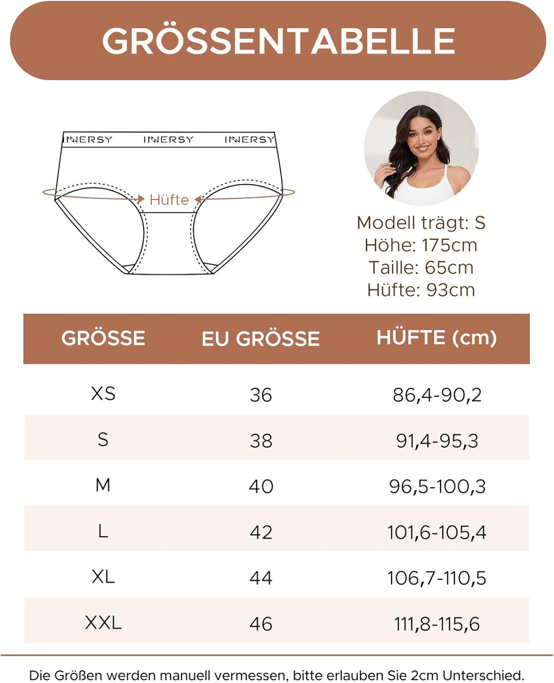 INNERSY Unterwäsche Damen Slip Bequeme Baumwollunterhosen Mehrpack Atmungsaktive Pantys 6er Pack XS