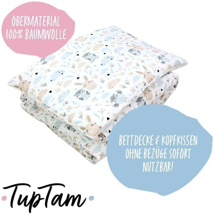 TupTam Kinder Gemusterte Bettdecken Set Ganzjahresdecke Bettdecke Kopfkissen Flachkissen 2tlg., Farb