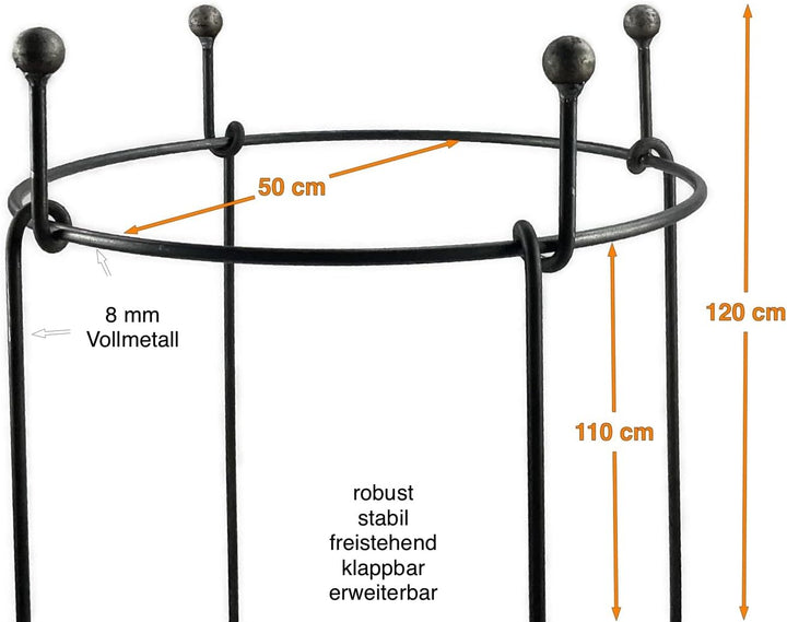 Hirsch Terracotta Staudenhalter OttO Kugel Höhe 120 cm Ø 50 cm flexibel, stabil, erweiterbar, Form R