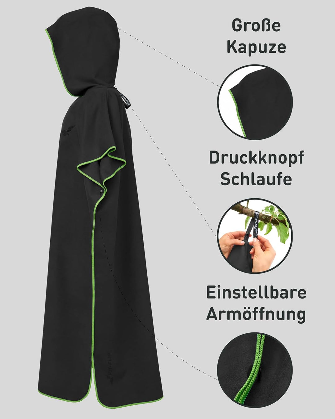Fit-Flip Badeponcho aus Mikrofaser für Damen und Herren - schnelltrocknend, kompakt und Ultraleicht