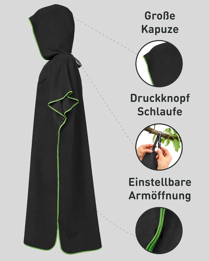 Fit-Flip Badeponcho aus Mikrofaser für Damen und Herren - schnelltrocknend, kompakt und Ultraleicht