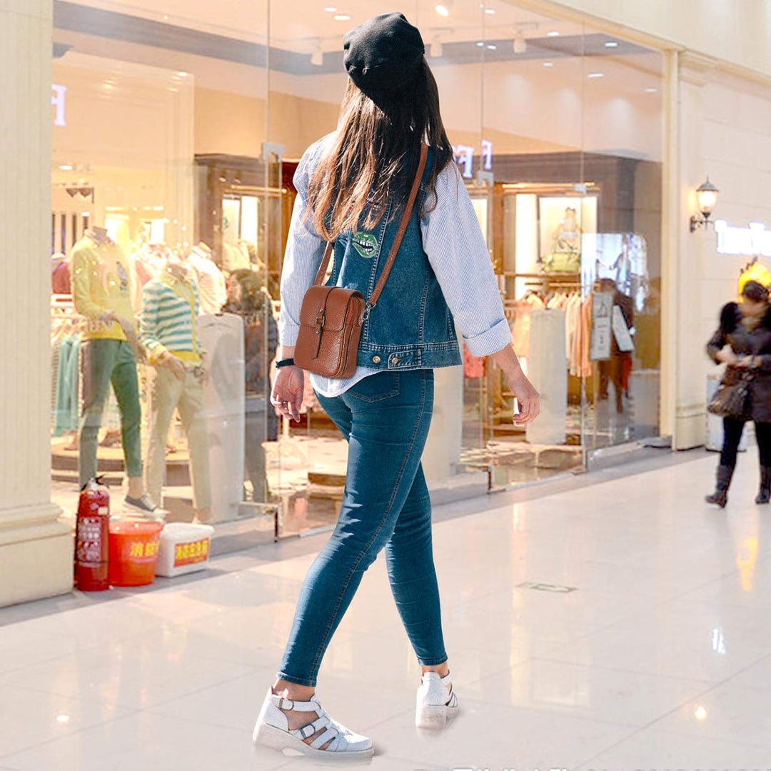 HAWEE Mode Damen Handytasche mit Riemen Echtes Leder Crossbody Handy Umhängetasche Leicht Damen Schu