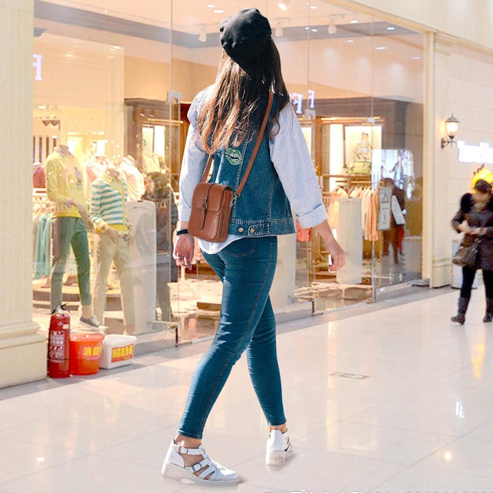 HAWEE Mode Damen Handytasche mit Riemen Echtes Leder Crossbody Handy Umhängetasche Leicht Damen Schu