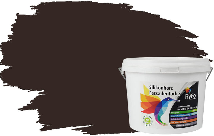 RyFo Colors Silikonharz Fassadenfarbe Lotuseffekt Trend Schwarzbraun 3l - bunte Fassadenfarbe, weite