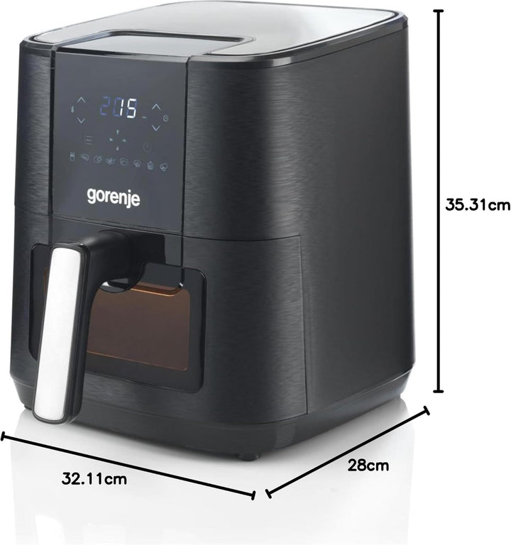 Gorenje AF1350DWB Heissluftfritteuse / 1.350 Watt/Korb 5,4 Liter mit Sichtfenst / 8 Automatik Progra