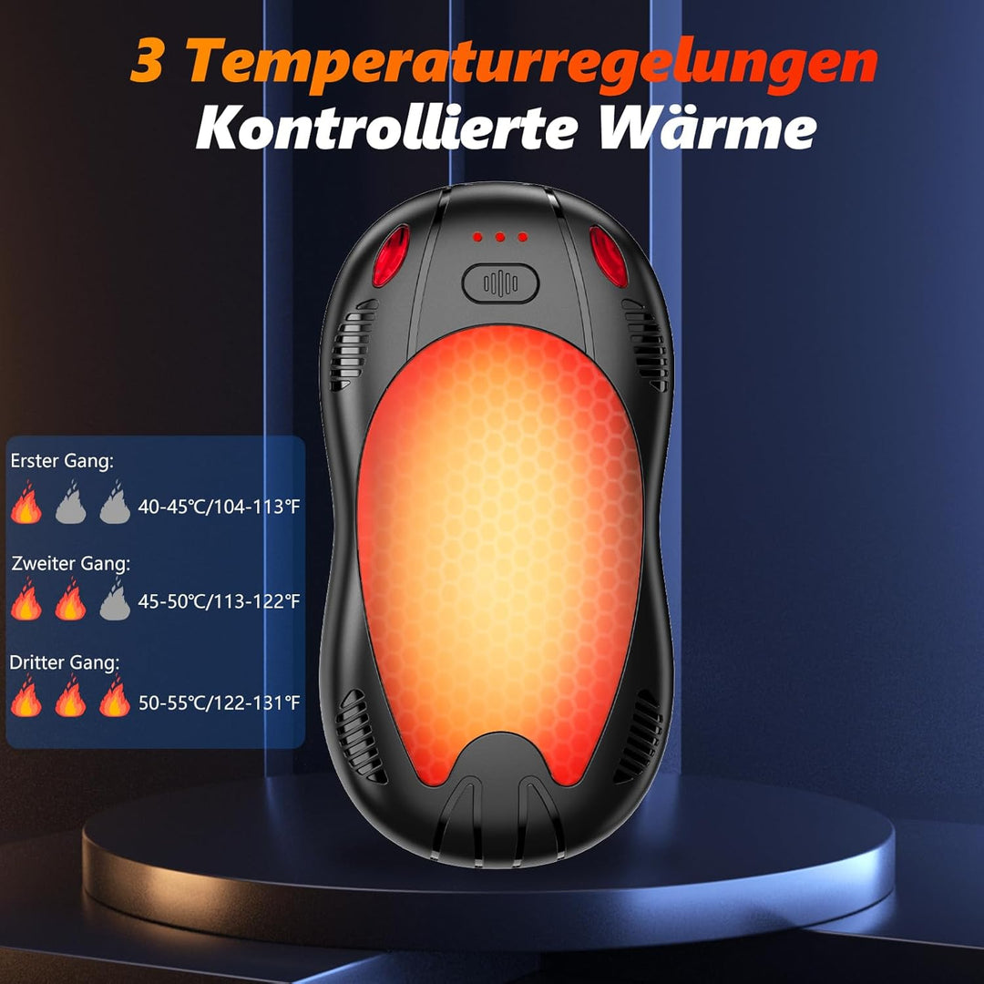 FANDLISS Magnetische Handwärmer Elektrisch mit 10000mAh, Zweiseitige Heizung, 2er-Pack Tragbarer Tas