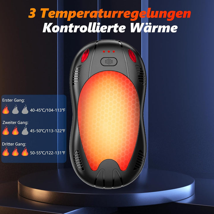 FANDLISS Magnetische Handwärmer Elektrisch mit 10000mAh, Zweiseitige Heizung, 2er-Pack Tragbarer Tas